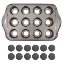 Bakvorm voor mini-cheesecakes, mini-cheesecakevorm met antiaanbaklaag, gemaakt van koolstofstaal, verwijderbare bodem, ontwerp met individuele