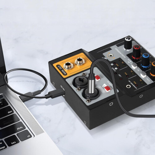 USB Power Mixer 32Bit Studio Sound DualInput USB Audio Interface For Podcasting And Meetings 2