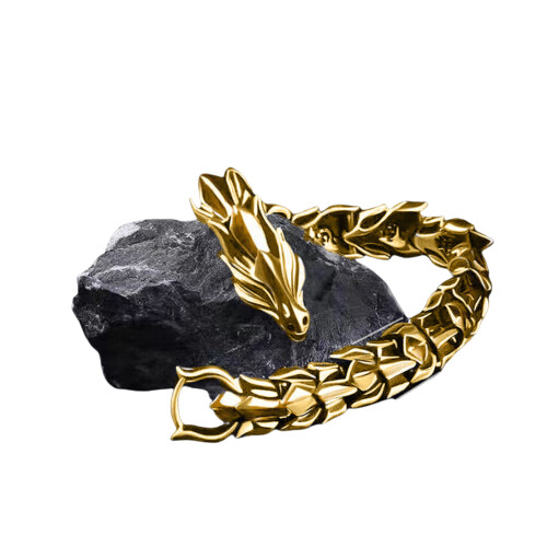 Stylish Medieval Dragon Bone Bangle Decoration for-20cm Gold