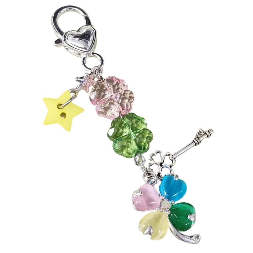 Four Leaf Keychain Phone Charm Pendant With Unique Star- Green 7704000381024