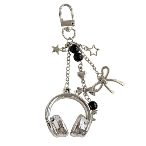 Star Moon Universe Pattern Earphone Bag Keychain Fashion-Silver