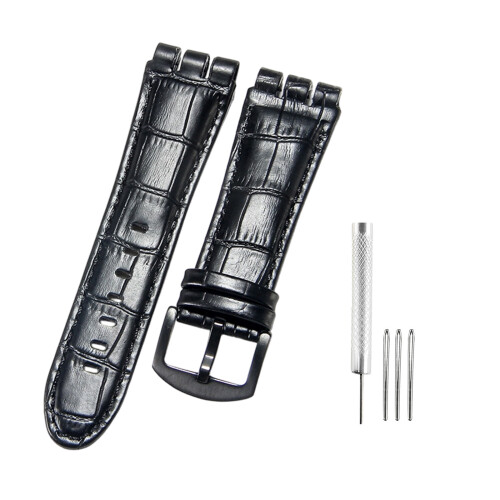 Genuine Leather Replacement-black black buckle 23mm with tools