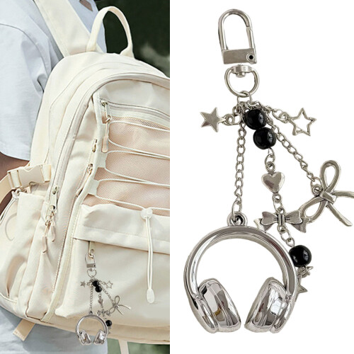 Star Moon Universe Pattern Earphone Bag Keychain Fashion-Silver 2