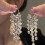 Crystal Fringe Earrings Long Drop Earrings Slimming-White 7