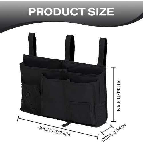 Bedside Caddy Oxford Cloth Bedside Storage Caddy MultiPocket Hanging Bed Organizer 3 Straps Dorm Bunk Bed Accessories 2