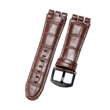 Leather Watch Band Breathable Material-brown black buckle 23mm