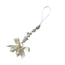 Practical Unique Designs Pearls Bowknot Keychain Suitable-White