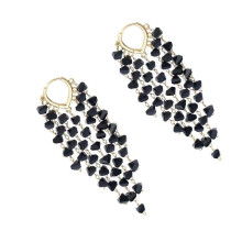 Elegant Drop Fringe Earrings Alloy Texture Suitable for-Black