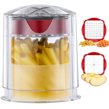 Potato Chipper With 2 Blades Stainless Steel Manual French Fry Cutter For Potatoes, Fruits & Veg Easy Clean Kitchen Tool