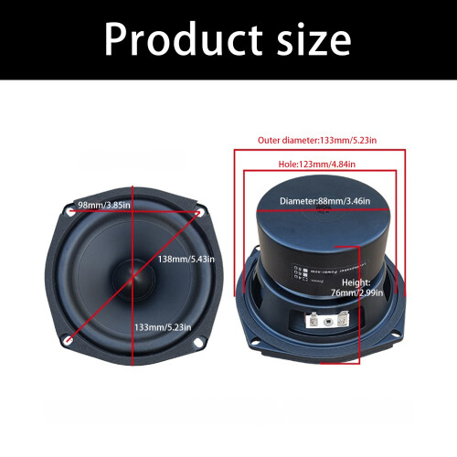 High Performances 5inch Square Subwoofer Metal Rubber-6 ohms 2