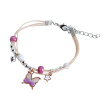 Alloy Butterfly Bracelet Adjustable Length Hanchain for-Purple