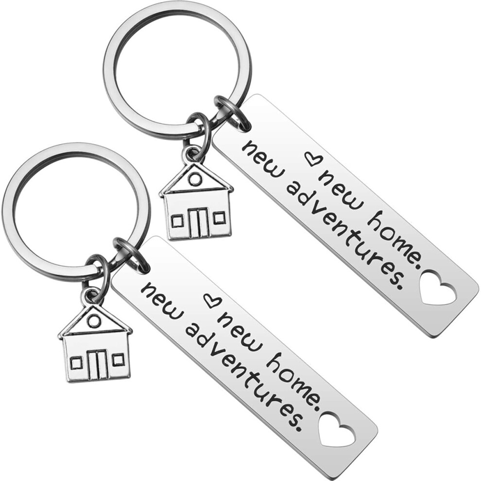 New Home Adventures, Housewarming Gifts, 2-Piece Keychain Set, Sturdy Stainless Steel, Perfect For New Homeowners Or As A Realtor Closing Gift 9198585862241