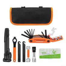 Portable  Tool Kit With Air And Tire Patches Alloy MultiTool Set For Mountain Bikes Roadside Emergencies (25020)