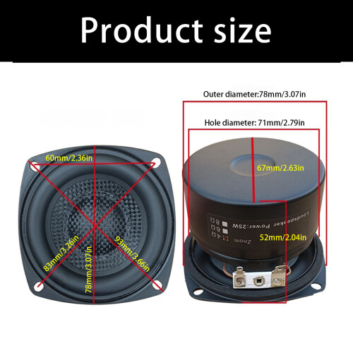 HiFi Bass Speaker With 3Inch Square Woofer Improved Low-8 Ohm 2