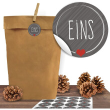 Encantador Calendário do Advento DIY: Artesanato natalino criativo com sacolas de papel kraft biodegradáveis e adesivos cinza para uma decoração