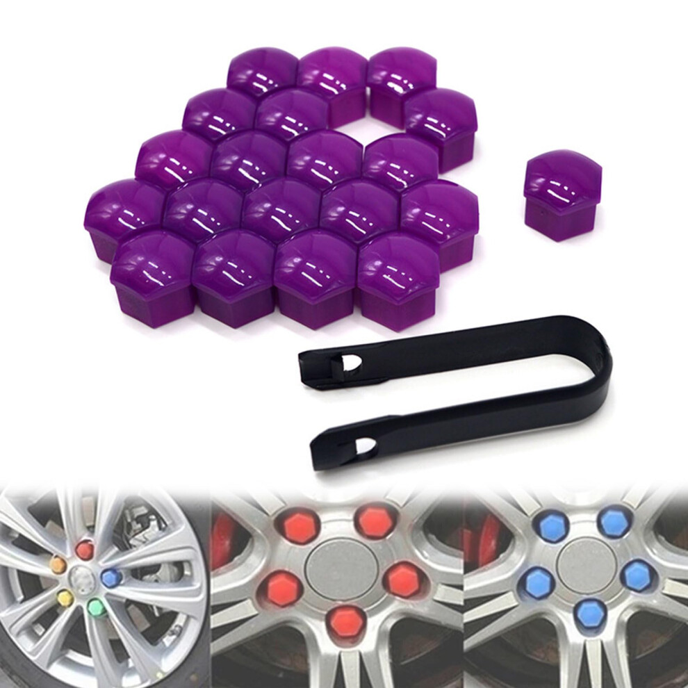 20Pcs 17Mm Lug Nut Covers With Removal Tool, Rust Protection Wheel Nut Caps For Car Wheels Purple 9339159615768
