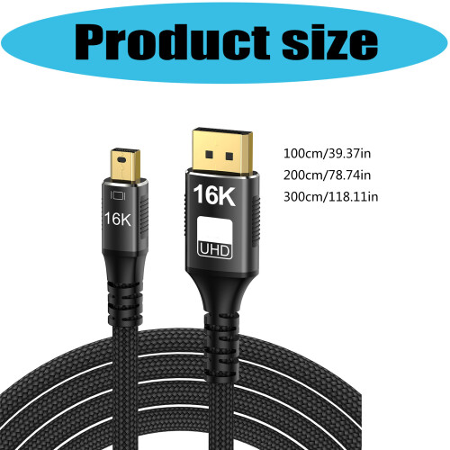 16K Mini DisplayPort to DisplayPort 2.1 Extension Cable-3m 2