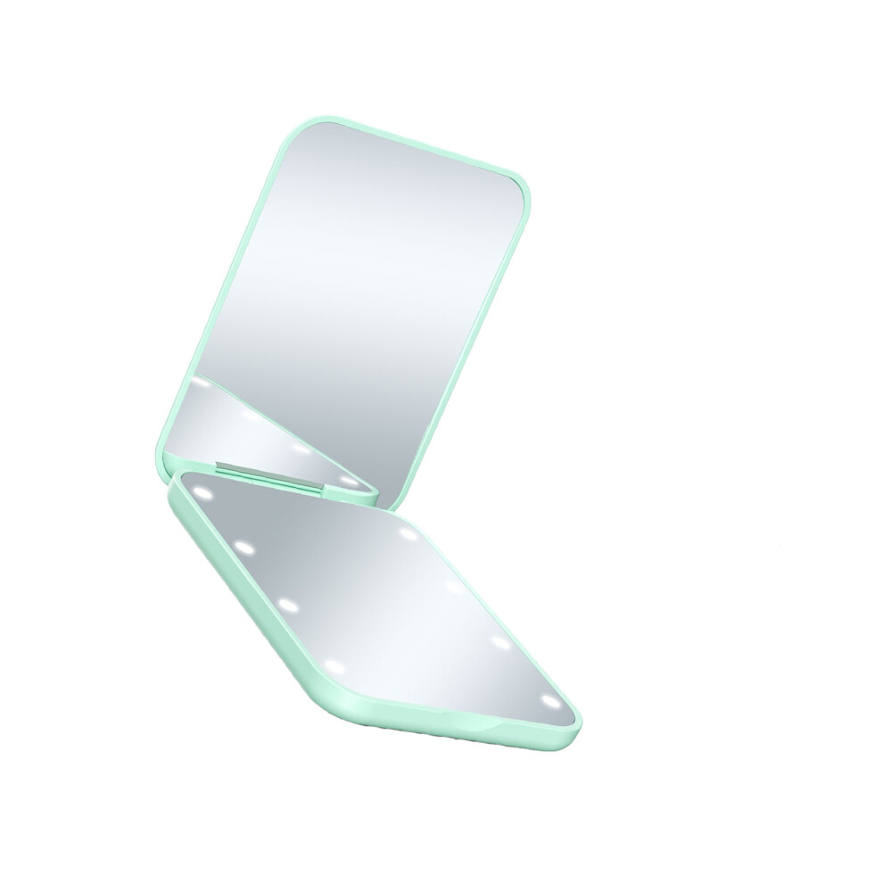 Handheld Foldable Makeup Mirror with 2x-mint green