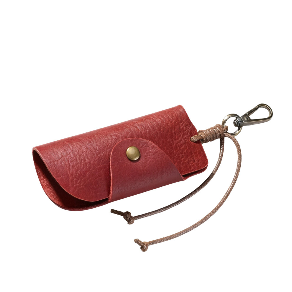 Mens Keychain Card Pouch Pu Leather Key Holder Storage- Burgundy 7696000837079