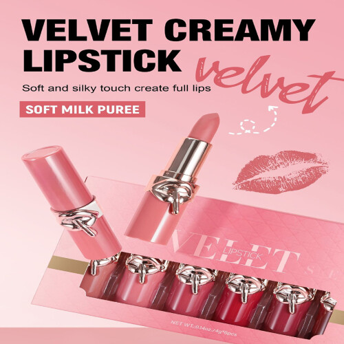 6Pieces Matte Lipstick Long Wear Matte Effect Smooth Glides 1