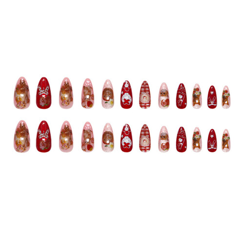 24pcs 3D Line Waves Effect Press On Nail Pearls Gloss for 1