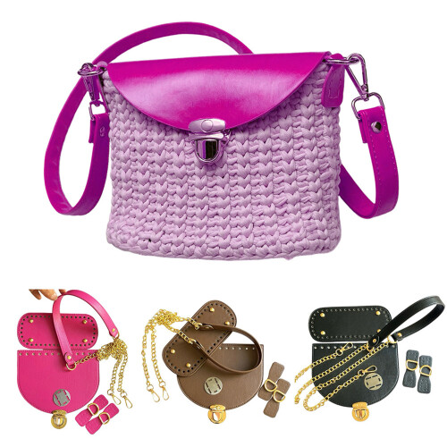 Leather Bag Making Kits DIY Leather Bag Knitting Set-Hot Pink 1