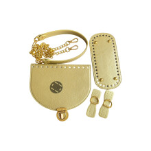 PU Leather Bag Knitting Kits DIY Crochet Bag Making-Gold