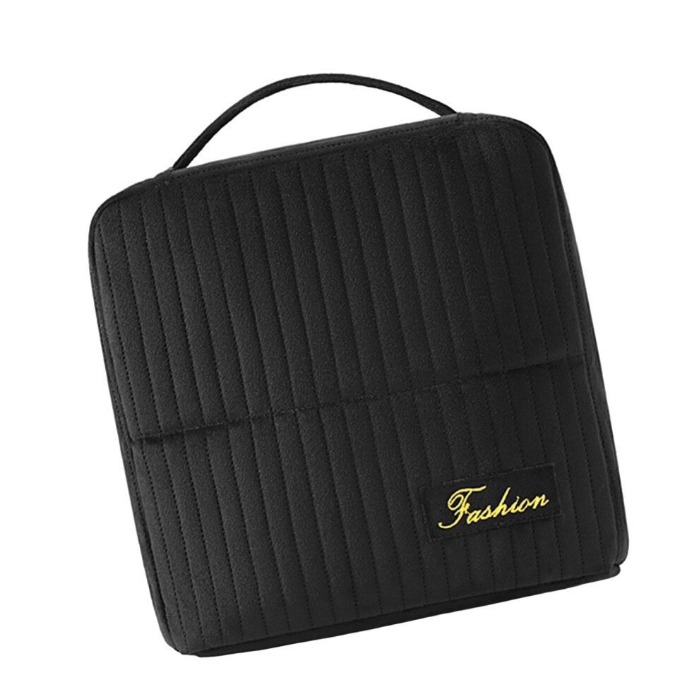 Black Compact Travel Cosmetic Bag Velvet Toiletry Bags With