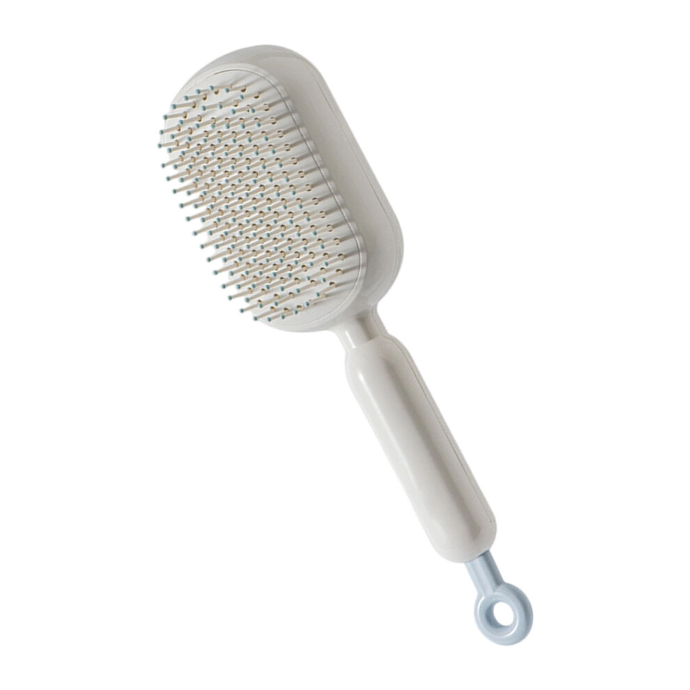 Unisex White Retractable Gentle Scalp Massage Comb Travel Hairbrush