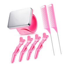 7PCS Hair Styling Combs with Magnetic Wristband Ergonomic-Pink