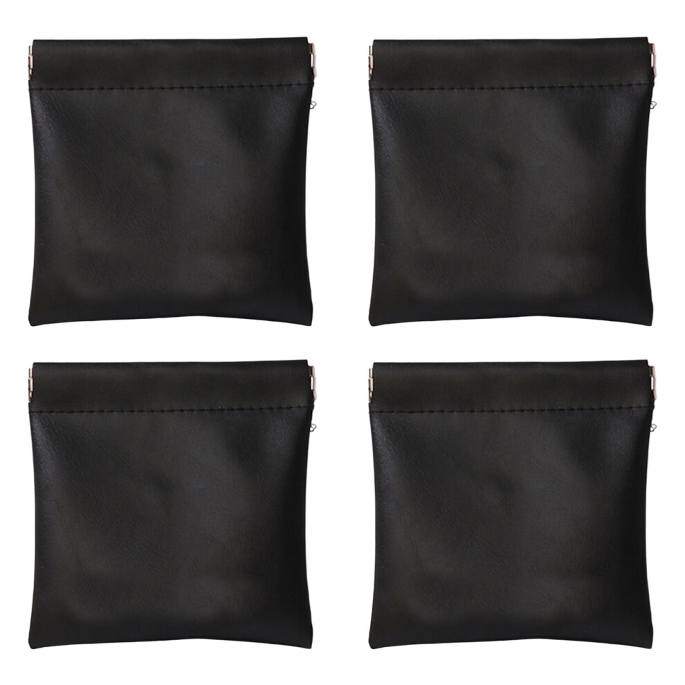 Black Pocket Cosmetic Bag,Snap Closure Organizer Pouch,Squeeze