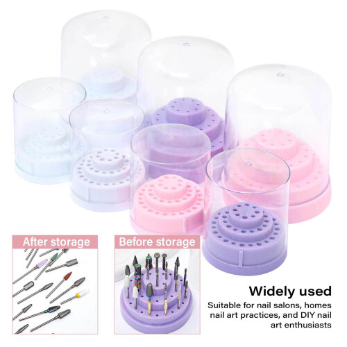 Small 48 Hole Nail Drill Bit Storage Case Portable-Pink large 2