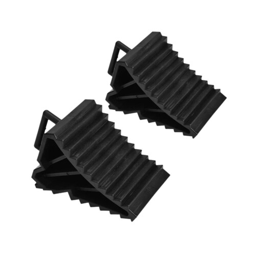 Universal Truck Car Tyre Wheel Chock NonSlip Triangle Base With Pull Handle 2Piece Set