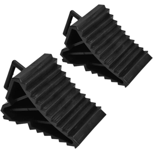 Universal Truck Car Tyre Wheel Chock NonSlip Triangle Base With Pull Handle 2Piece Set 2