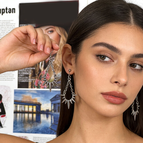 Thorn Chain Dangle Earrings Vintage Punk Styles 2