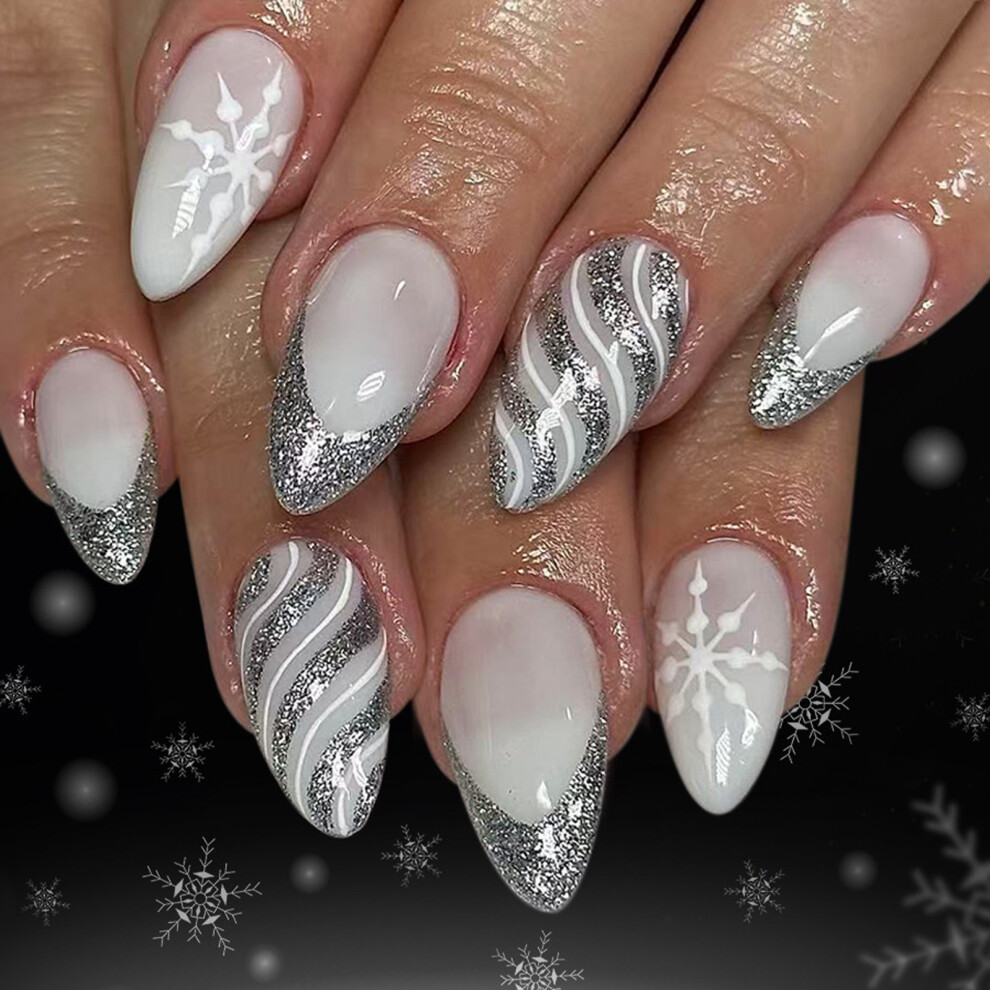24Pcs Christmas Theme Fraudulent Hoofs Silver Scintillate Ice