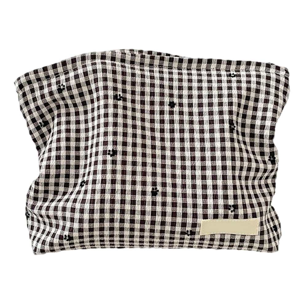 Plaids Makeup Bag Portable Cosmetic Bag Handbag-Square flower