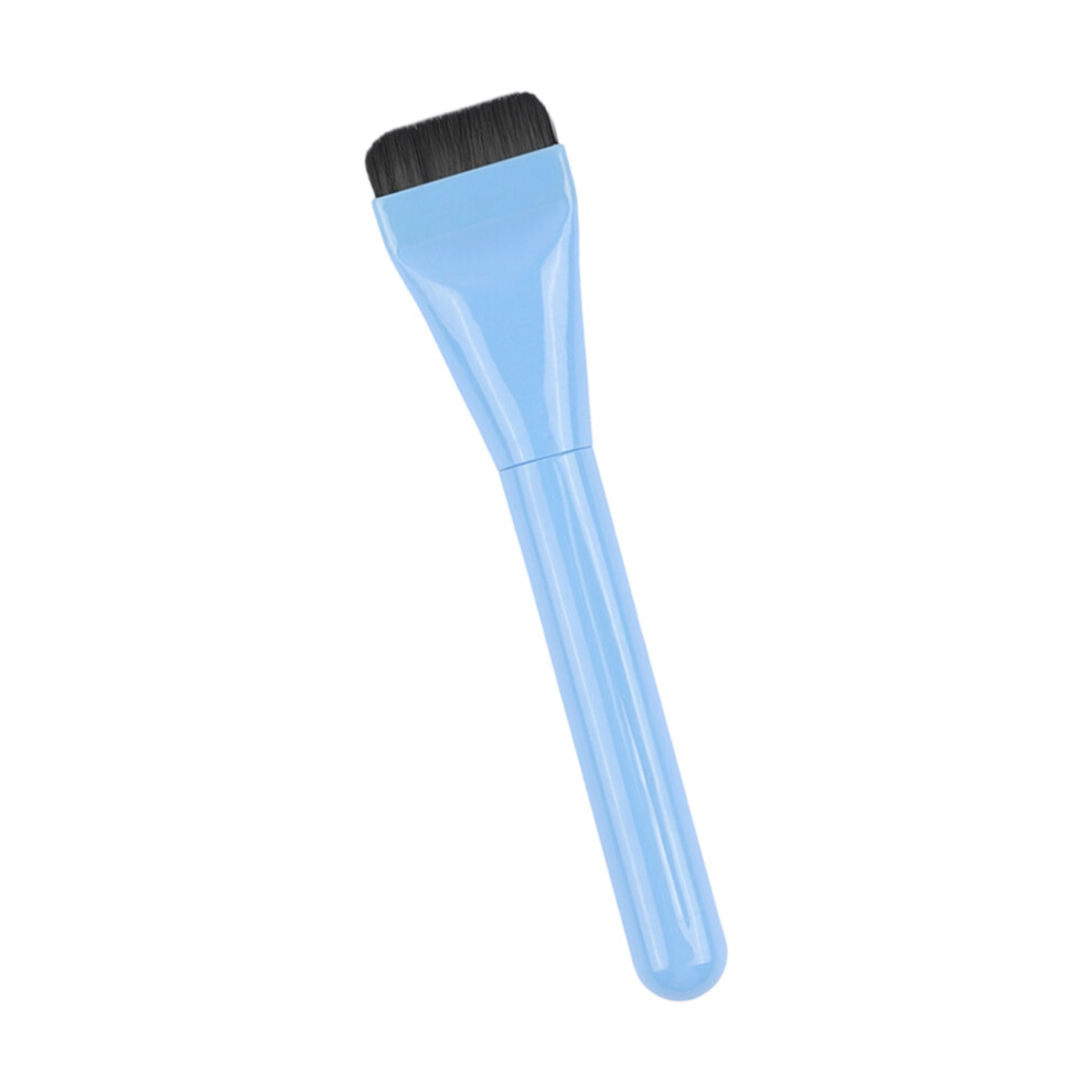Blue Flat Edge Makeup Brush Synthetic Hair Cosmetic Applicator