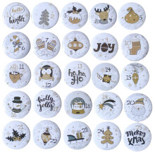 Adesivos para artesanato "faça você mesmo", conjunto de 25 unidades, 38 mm de diâmetro, ideais para contagem regressiva de Natal, lindos padrões,