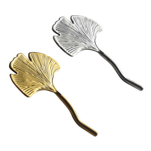 Stainless Steel Ginkgos Leaf Chopstick Rest Fork Shelf-Silver 1