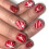 24PCS Glittering Artificial Nail Red Snowflake Holiday Designs 1