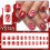 24PCS Glittering Artificial Nail Red Snowflake Holiday Designs 2