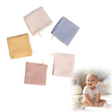 Baby Muslin Face Cloths Pack Of 5, 23 x 23 cm, 100% Cotton Reusable Baby Wash Cloths For Newborns