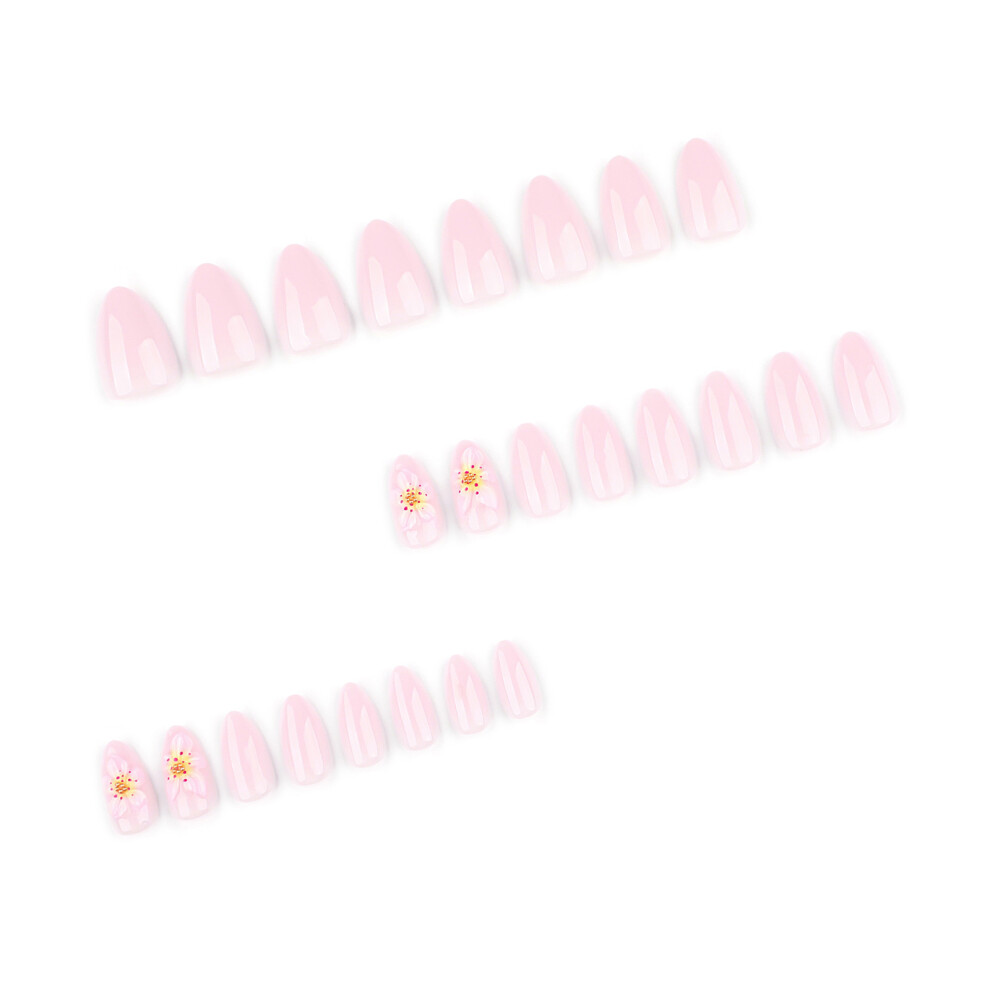 Pack Of 24 3D Floral Press On Nail Plastic Artificial Nail With