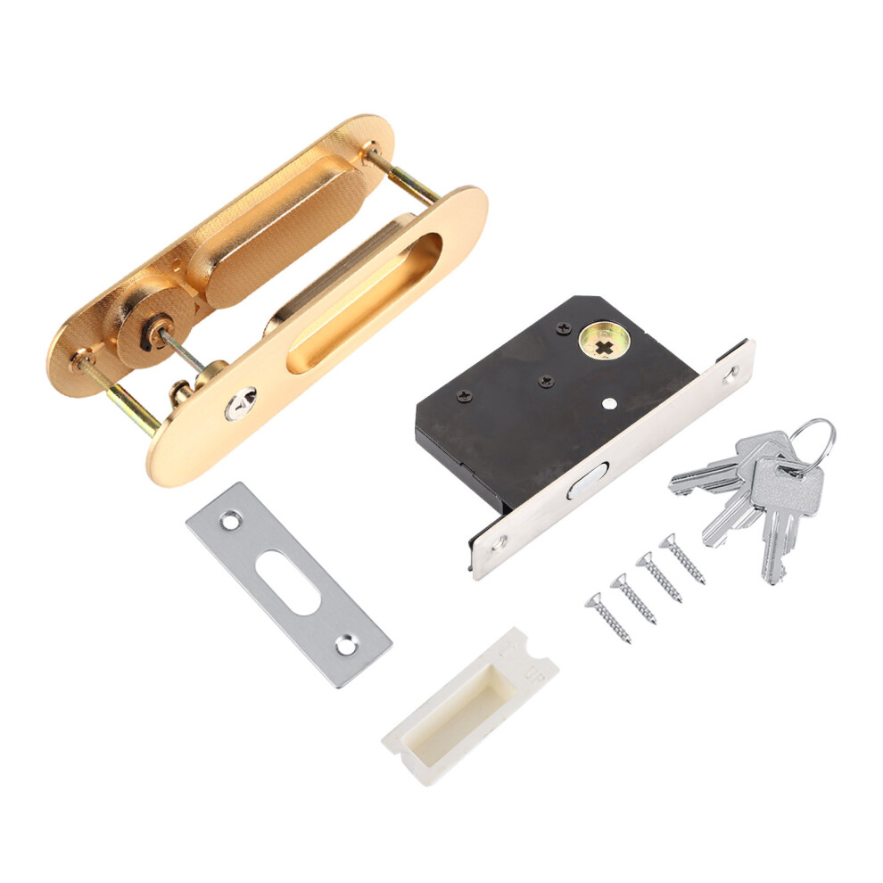 Silver Invisible Door Lock Handle, Privacy Pocket Door Lock With Zinc Alloy Construction, Double Barn Door Lock For Bathroom Kitchen Closet, Thickened 9198585863910