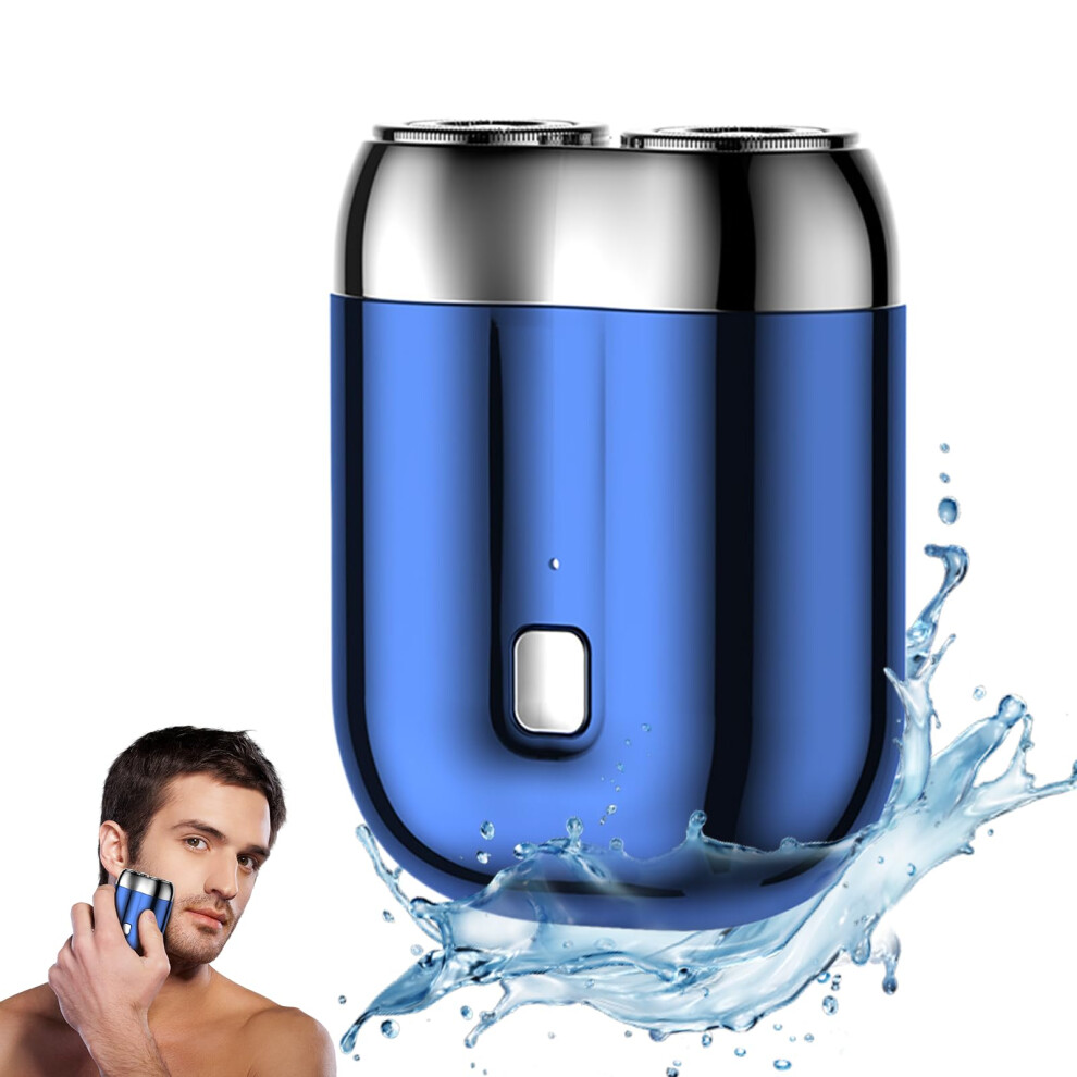 Blue Electric Razor For Men Mini Electric Shaver Rechargeable Waterproof Wet & Dry Shaver 03# Portable Doublehead