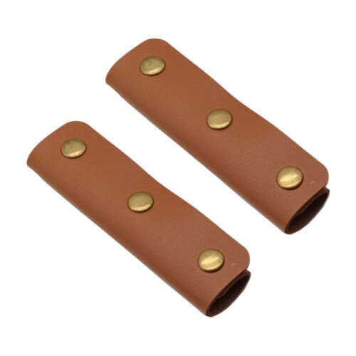 1 Pair Leather Handle Cover Portable Bag Handle-Light brown