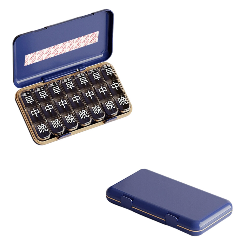 Blue Transportable Bolus Planner Dense Medicine-Three Grids