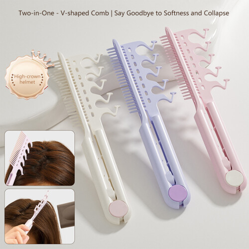 2-in-1-V-förmiger voluminöser Haar-Styling-Kamm,-Cremeweiß 2