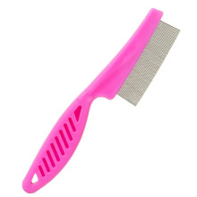 2Piece Pet Comb, Pink Large, Narrow Teeth, For Dogs And Cats, Beard Grooming, Dense Teeth, Flea And Row Comb